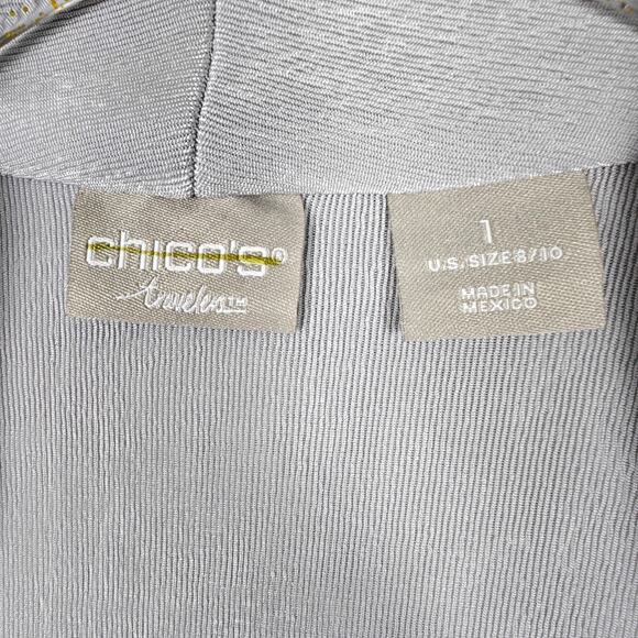 Chico’s Silver Open Front Cardigan Jacket Size 1 (8-10) NEW - Picture 5 of 7